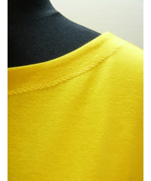 Bawełniana GRUBA BLUZA z haftem na dekolcie - żółta